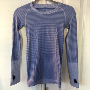 Lululemon Blue Striped Swiftly Tech Long sleeve